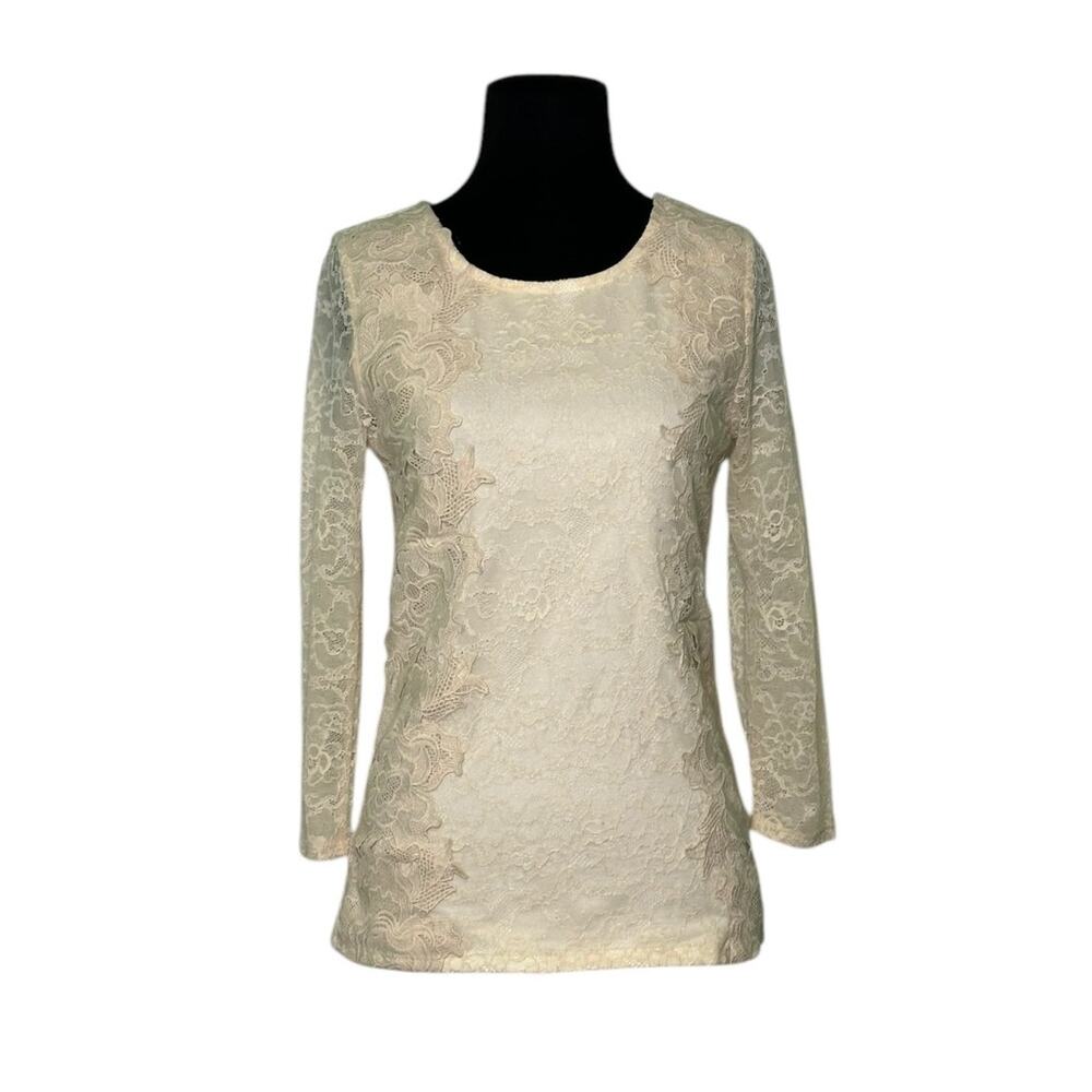 Sunday in Brooklyn cream lace 3/4 sleeves blouse size XS
